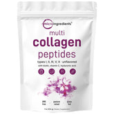 Ingredients Multi Collagen Peptides Powder - Hydrolyzed Protein Peptides (Type I,II,III,V,X) with Hyaluronic Acid, Biotin & Vitamin C Unflavored